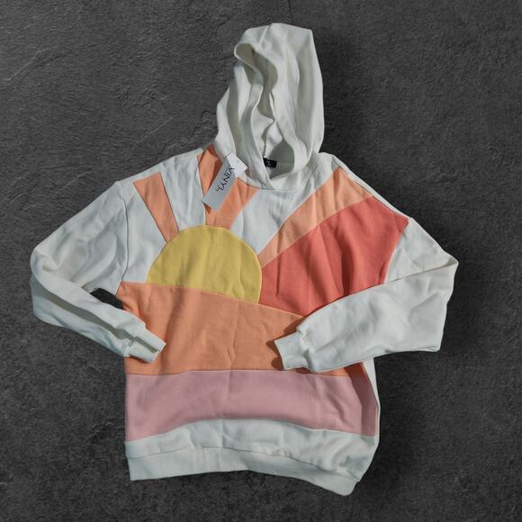 Vinyl Icons Sweater Women's Sz M Sunburst Design Hoodie NWT - Picture 1 of 5